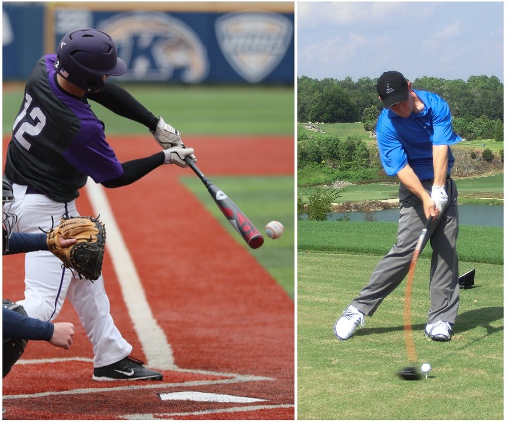Rotational swing - using gravity to create a powerful golf swing is the same thing that is necessary in a baseball swing