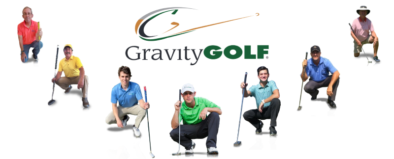 Team of certified Gravity Golf instructors working together to demonstrate swing techniques, focusing on dynamic balance and Gravity Golf fundamentals.