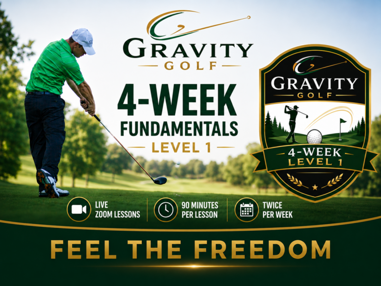 Gravity Golf 4-Week Fundamentals Course featured image with live Zoom golf lessons twice per week